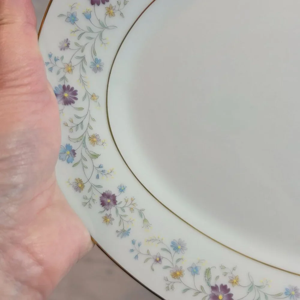 Noritake Longwood #2485 12 Inch Serving Platter Purple, Blue & Yellow Flowers